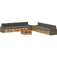vidaXL Buiten bank set 9 st Natuurlijk en Antraciet Polyester
