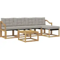 vidaXL Buiten bank set 6 st Wit en Lichtgrijs
