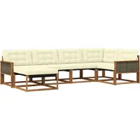vidaXL Buiten bank set 6 st Natuurlijk en Crème Massief Acacia Hout