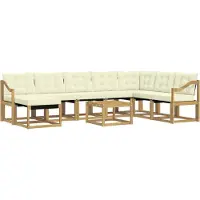 vidaXL Buiten bank set 9 st Wit en crèmekleurig
