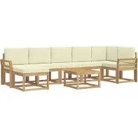 vidaXL Buiten bank set 8 st Wit en crèmekleurig Polyester
