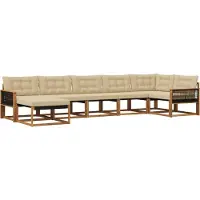 vidaXL Buiten bank set 7 st Natuurlijk en Beige Massief Acacia Hout