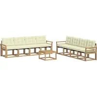 vidaXL Buiten bank set 9 st Wit en crèmekleurig