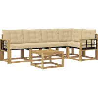 vidaXL Buiten bank set 6 st Wit en Beige