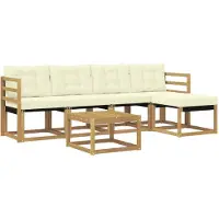 vidaXL Buiten bank set 6 st Wit en crèmekleurig