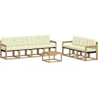 vidaXL Buiten bank set 8 st Wit en crèmekleurig