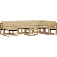 vidaXL Buiten bank set 9 st Wit en Beige
