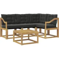 vidaXL Buiten bank set met kussen 5 pcs Wit en zwart