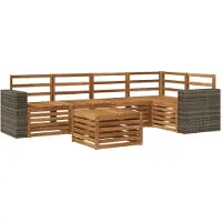 vidaXL Tuinset met 6 zitplaatsen, naturel kleur, polyester