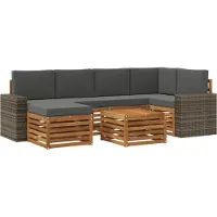 vidaXL Buiten bank set 7 st Natuurlijk en Antraciet Polyester