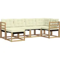 vidaXL Buiten bank set 6 st Wit en crèmekleurig