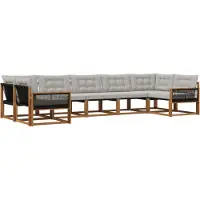 vidaXL Buiten bank set 7 st Naturel en lichtgrijs