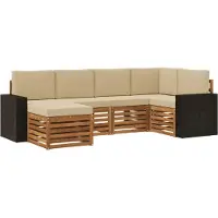 vidaXL Buiten bank set 6 st Natuurlijk en Beige Polyester