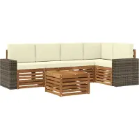 vidaXL Buiten bank set 6 st Natuurlijk en Crème Polyester