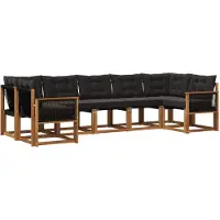 vidaXL Buiten bank set 7 st Naturel en Zwart