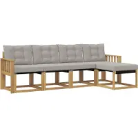 vidaXL Buiten bank set 5 st Wit en Lichtgrijs