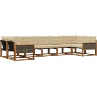 vidaXL Buiten bank set 7 st Natuurlijk en Beige