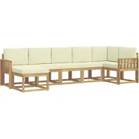 vidaXL Buiten bank set 7 st Wit en crèmekleurig Polyester