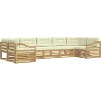 vidaXL Buiten bank set 7 st Wit en crèmekleurig Polyester