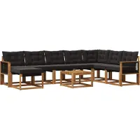 vidaXL Buiten bank set 9 st Naturel en Zwart