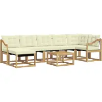 vidaXL Buiten bank set 8 st Wit en crèmekleurig
