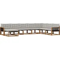 vidaXL Buiten bank set 8 st Naturel en lichtgrijs Massief Acacia Hout