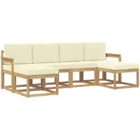 vidaXL Buiten bank set 6 st Wit en crèmekleurig Polyester