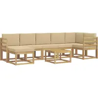 vidaXL Buiten bank set 8 st Wit en Beige Polyester