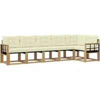 vidaXL Buiten bank set 6 st Wit en crèmekleurig