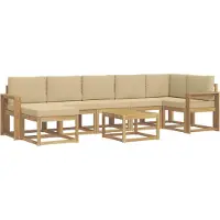 vidaXL Buiten bank set 8 st Wit en Beige Polyester