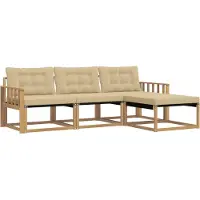 vidaXL Buiten bank set 4 st Wit en Beige
