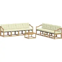 vidaXL Buiten bank set 9 st Wit en crèmekleurig