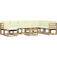 vidaXL Buiten bank set 9 st Wit en crèmekleurig