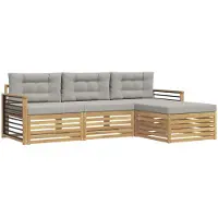 vidaXL Buiten bank set 4 st Wit en Lichtgrijs Polyester