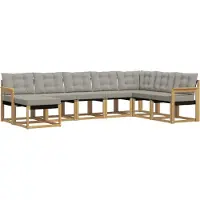vidaXL Buiten bank set met kussen 8 pcs Wit en Lichtgrijs