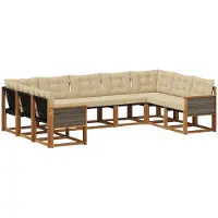vidaXL Buiten bank set 9 st Natuurlijk en Beige