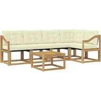 vidaXL Buiten bank set 6 st Wit en crèmekleurig