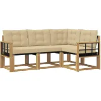 vidaXL Buiten bank set 4 st Wit en Beige