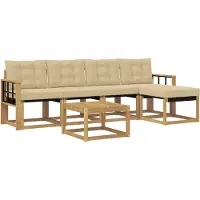 vidaXL Buiten bank set 6 st Wit en Beige