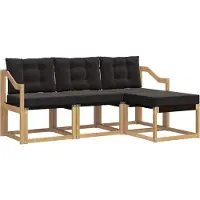 vidaXL Buiten bank set 4 st Wit en zwart