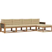 vidaXL Buiten bank set 5 st Natuurlijk en Beige