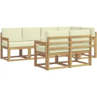 vidaXL Buiten bank set 7 st Wit en crèmekleurig Polyester