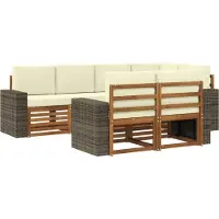 vidaXL Buiten bank set 7 st Natuurlijk en Crème Polyester