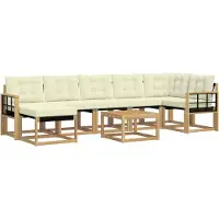 vidaXL Buiten bank set 8 st Wit en crèmekleurig
