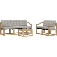 vidaXL Buiten bank set 6 st Wit en Lichtgrijs