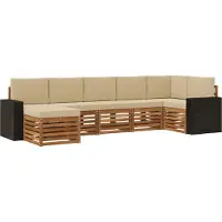 vidaXL Buiten bank set 7 st Natuurlijk en Beige