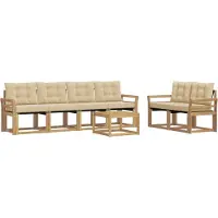 vidaXL Buiten bank set 7 st Wit en Beige