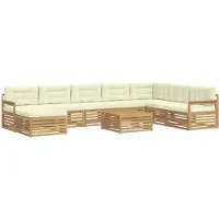 vidaXL Buiten bank set 9 st Wit en crèmekleurig Massief Acacia Hout