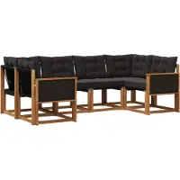 vidaXL Buiten bank set 6 st Naturel en Zwart