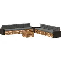 vidaXL Buiten bank set 9 st Natuurlijk en Antraciet Polyester
